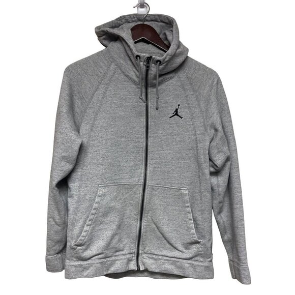Jordan Nike Wings Fleece Hoodie Sweatshirt Gray 860196-063 Full Zip Size Large - Picture 1 of 8